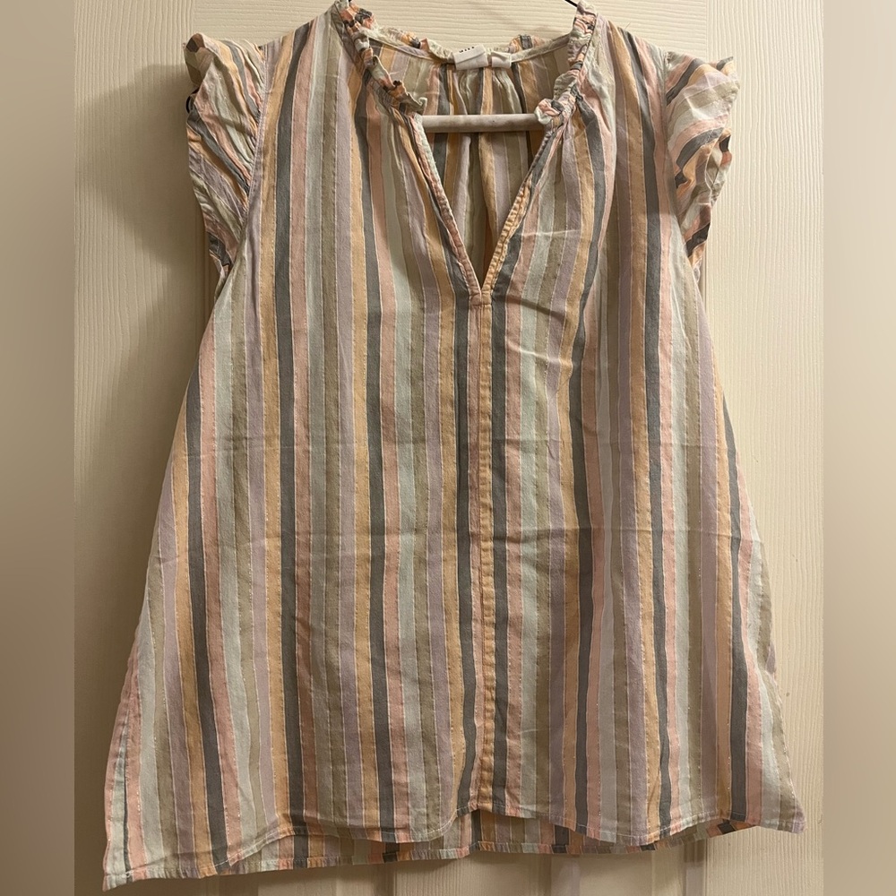 GAP Glitter Flutter Sleeve Striped Blouse